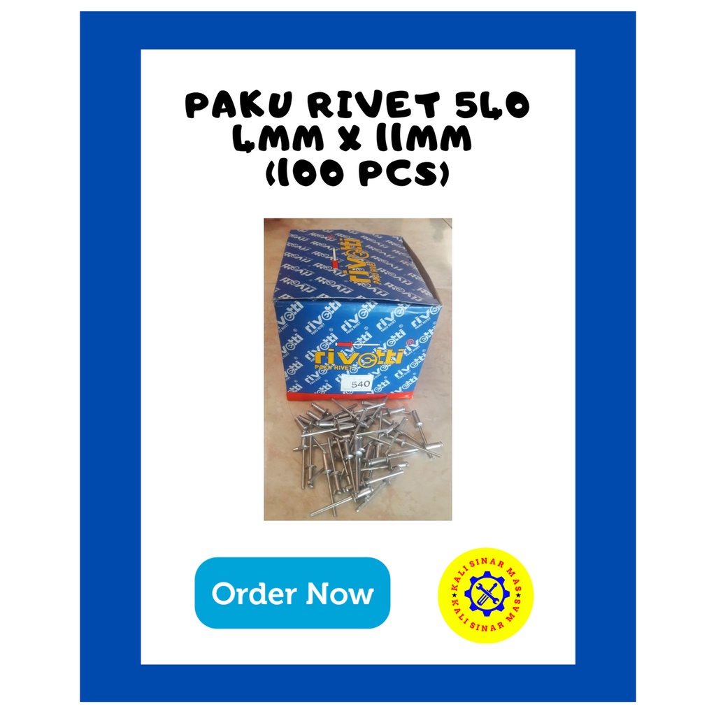 Jual Paku Rivet Rivetti 540 4mm x 11mm Blind Rivet Isi 100 Pcs | Shopee ...