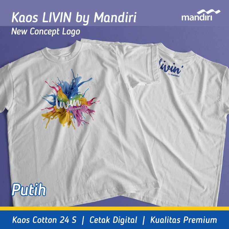 Jual Kaos Livin By Mandiri Tshirt Livin Baju Bank Mandiri Shopee Indonesia