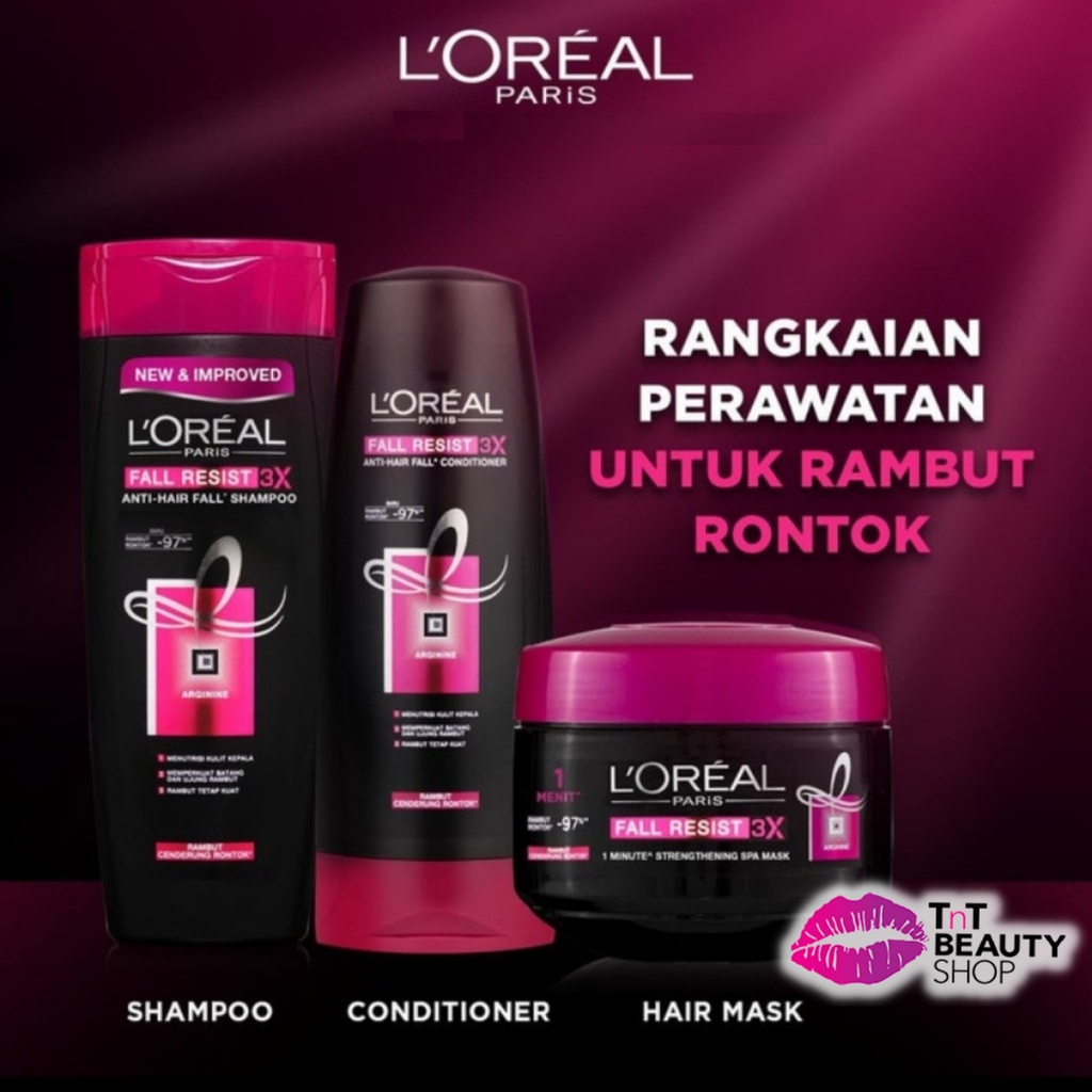 Jual L'Oreal Paris Fall Resist 3X Shampoo Conditioner Hair Mask (Perawatan Untuk Rambut