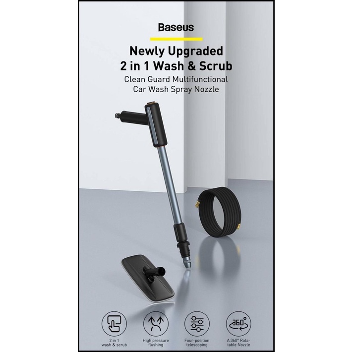 Jual Baseus 2 In 1 Wash Scrub Car Wash Spray Nozzle 15M Crxc01 Shopee