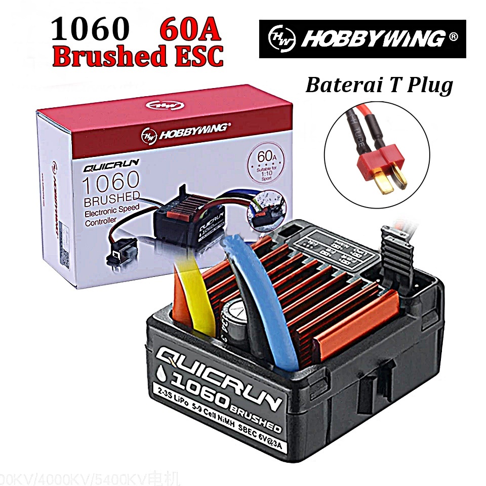 WP1060 Brushed ESC Regler 60A Wasserdicht – Für 1:10 RC-Crawler, LKW, Panzer & Mehr