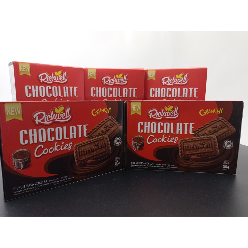 Jual Richwell Cookies Chocolate SHOWBOX 36 x 80 gr | Shopee Indonesia