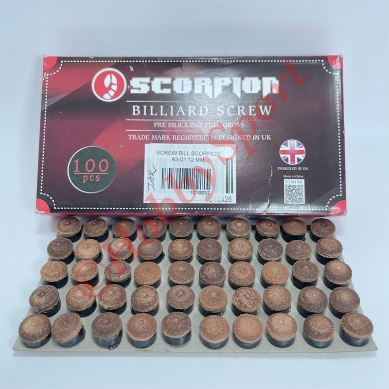 Jual Screw Tip Billiard Scorpion 12 mm 100pcs Stick Cue Tips On Stik ...