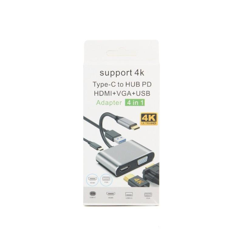 Jual Kabel Converter Type-C to HDMI Type-C USB3.0 VGA 4in1 | Shopee ...