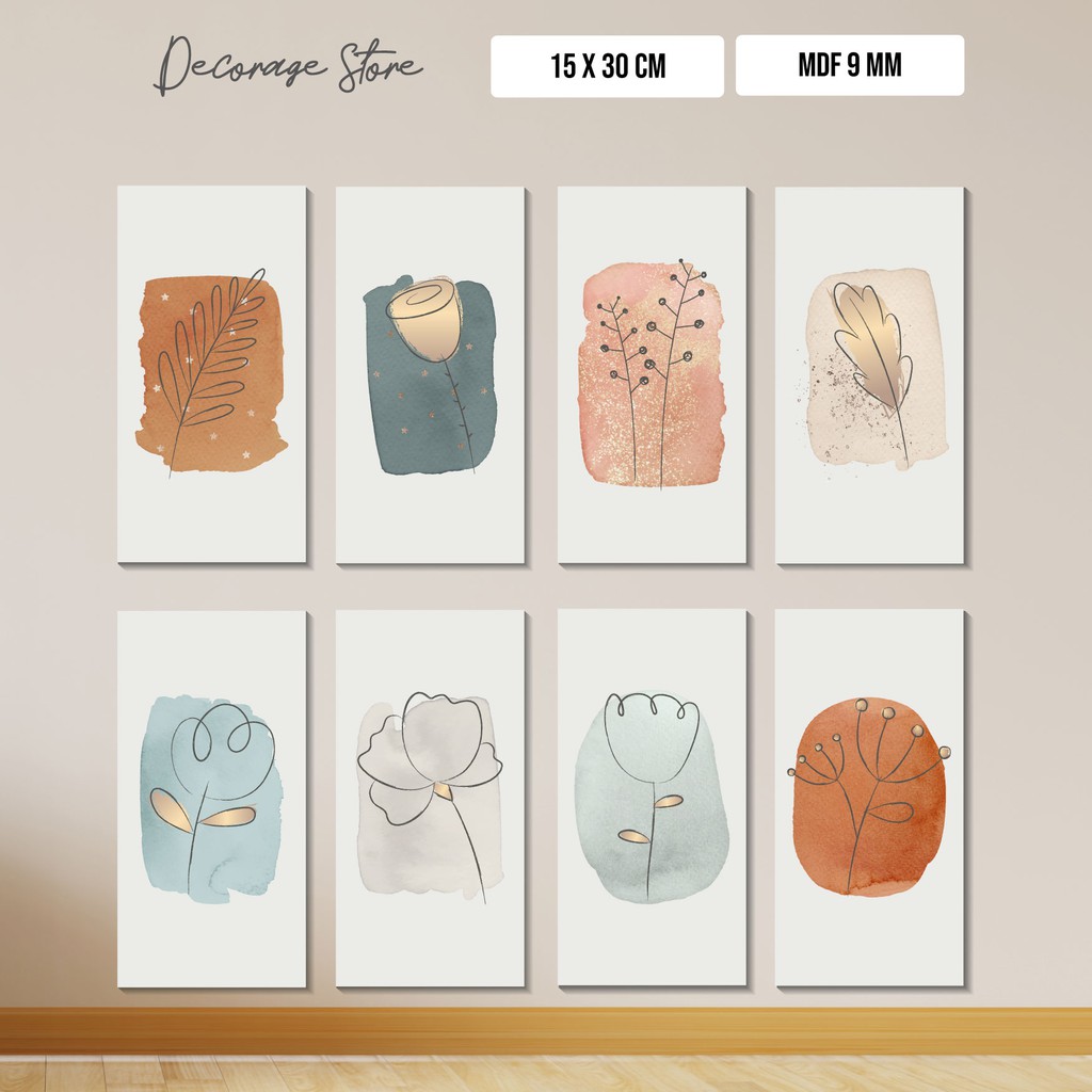 Jual Hiasan Dinding Bunga / Wall Decor Abstrak Minimalis Ukuran 15x30CM ...