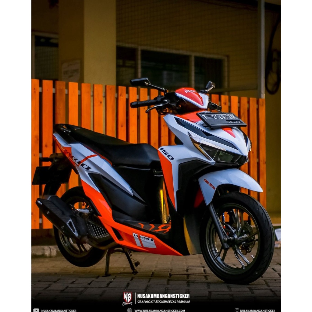 Jual Stiker Decal Motor Honda Vario 150 Full Body Merah Putih Grafis