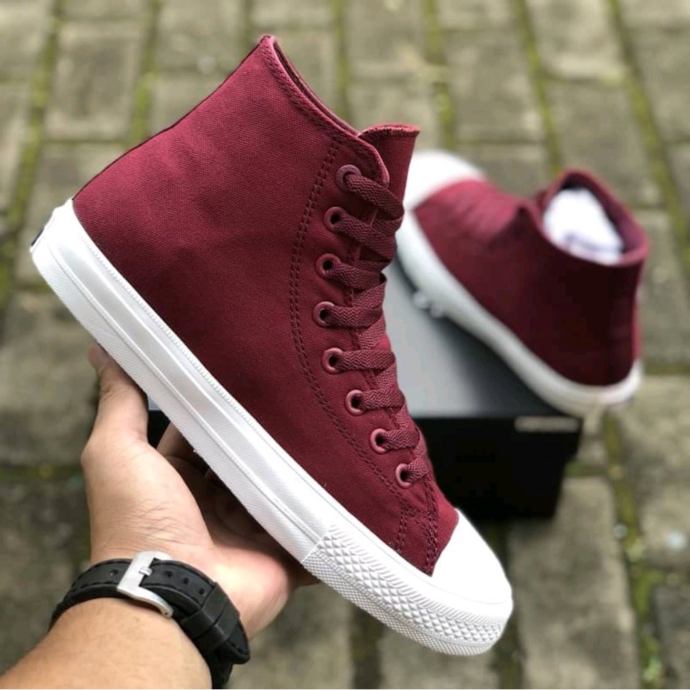 Sepatu Converse All Star CT2 Chuck Taylor II Lunarlon High Port Royal Maroon White BNIB Original