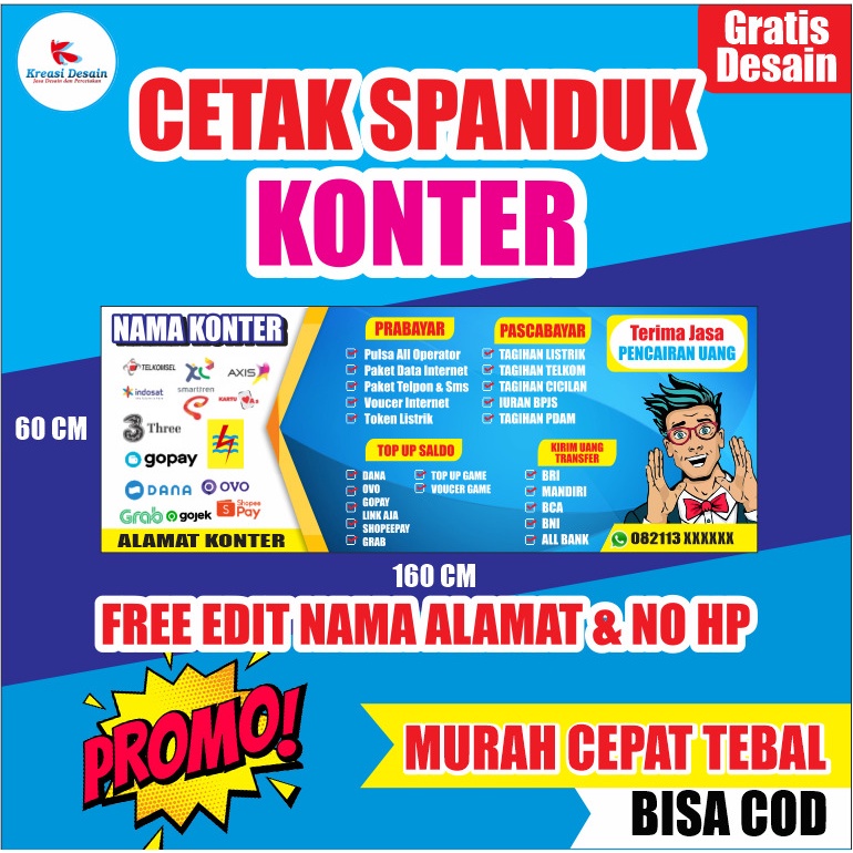 Jual SPANDUK KONTER PULSA ( Banner Pulsa ) | Shopee Indonesia