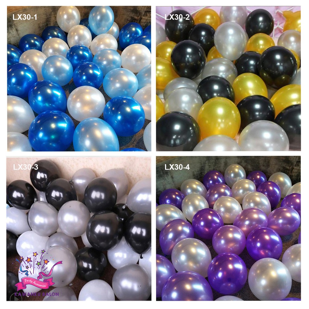 [30pcs] 3 Color Mix Balon Latex Metalik 12in/Balon Ulang tahun