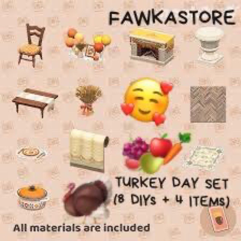 Jual ACNH Turkey Day Set NEW DIY Update Animal Crossing Turkey