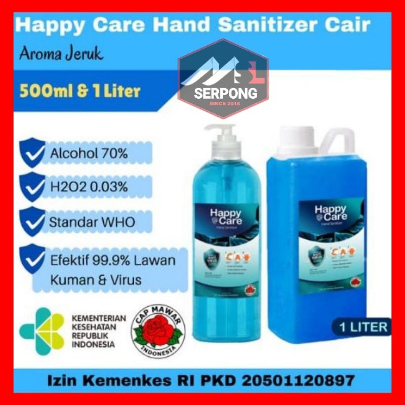 Jual HAND SANITIZER CAIR COMBO JERUK 500ML 1 LITER HAPPY CARE HAND