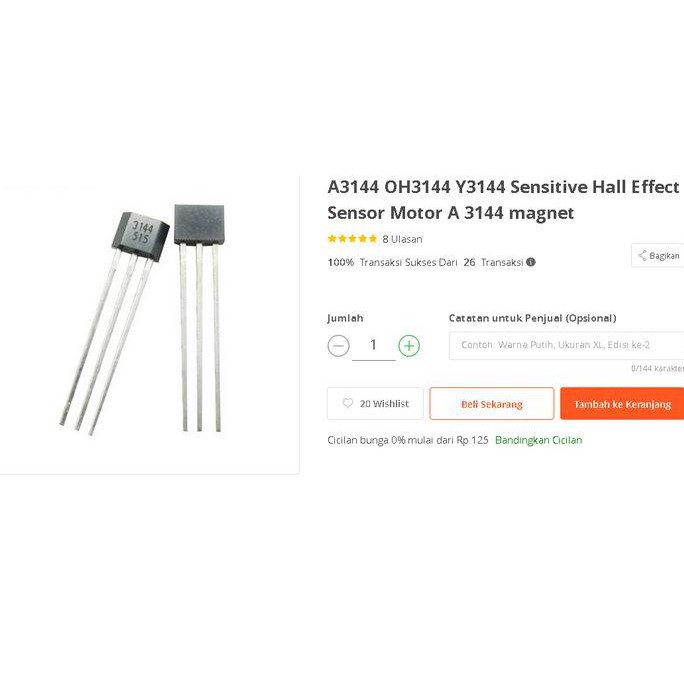 Jual A3144 Oh3144 Y3144 Sensitive Hall Effect Sensor Motor A 3144 ...