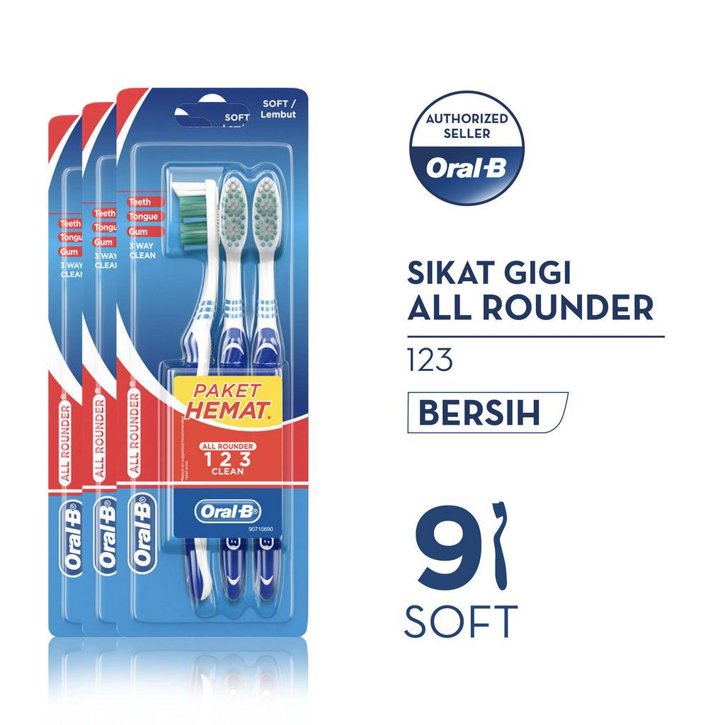 Jual Oral-B Sikat Gigi All Rounder 123 Clean Soft 3s - Isi 3 | Shopee ...