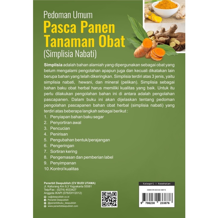 Jual Buku Pedoman Umum Pasca Panen Tanaman Obat Ori Shopee Indonesia