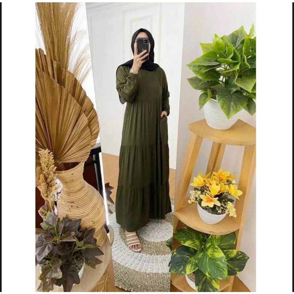 Jual Gamis Polos Rempel Susun Bahan Crinkle Aiflow / Gamis Dewasa ...