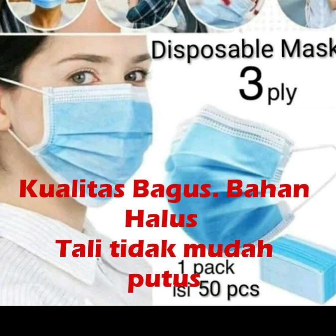 Jual Masker Disposable Face Mask Earloop 3 Ply 1 Box 50 pcs 88 ...