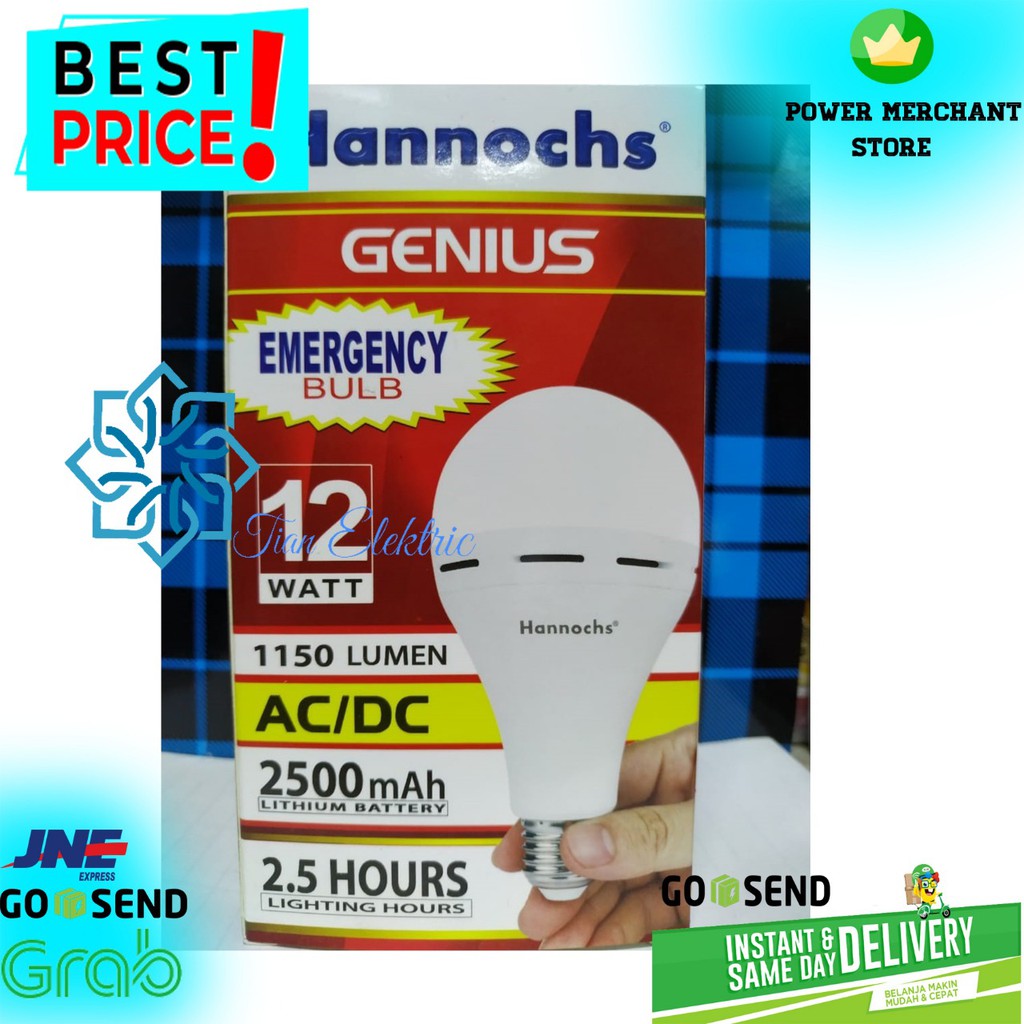 Jual HANNOCHS GENIUS LED 12 Watt AC/DC (Emergency Light) | Shopee Indonesia