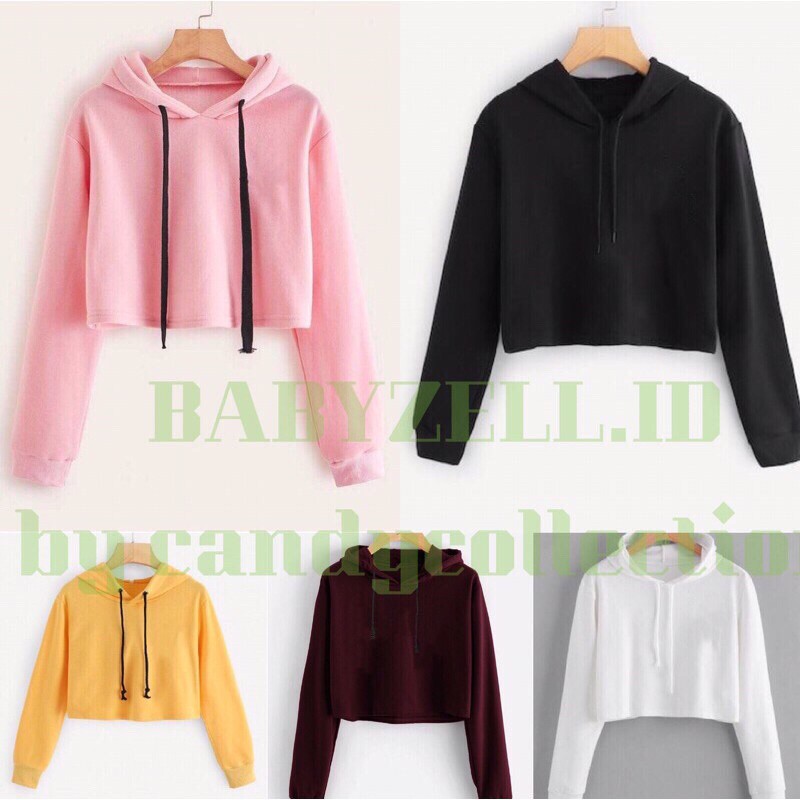 Crop top store hoodie shopee