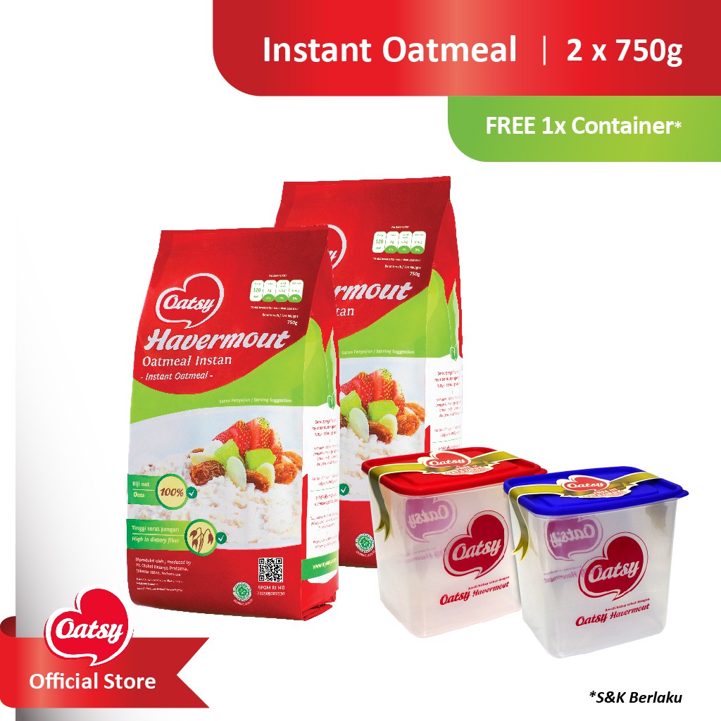 Jual OATSY Instant Oatmeal 750g (Free Container) | Shopee Indonesia