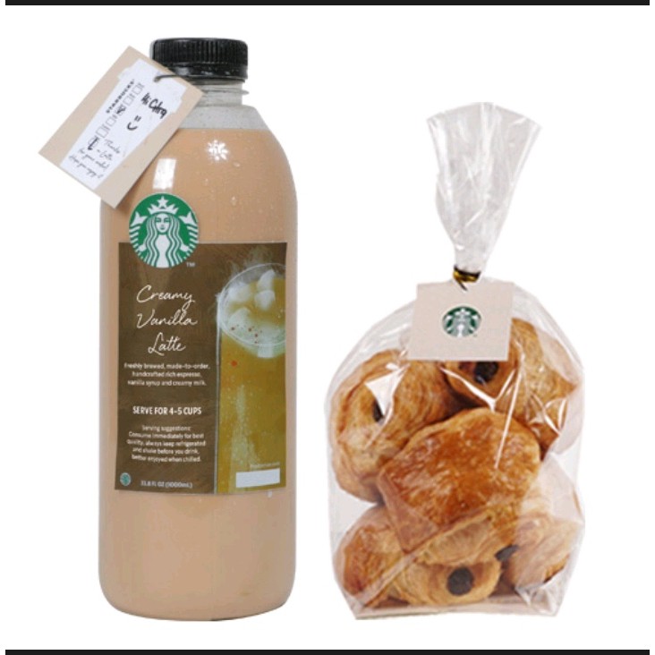Jual STARBUCKS 1 LITER CREAMY VANILLA LATTE + 5 MINIS BUTTER CHOCOLATE