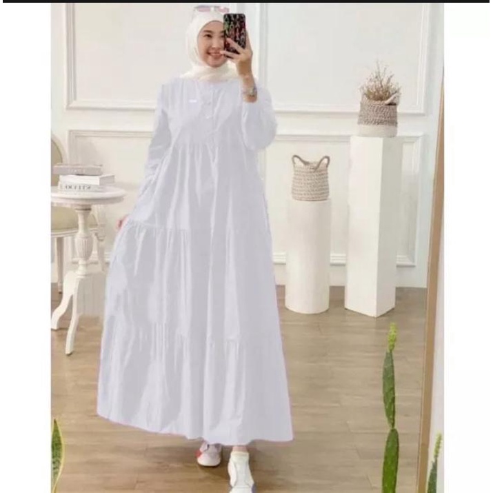 Jual Gamis Putih Wanita Terbaru 2024 Murah Modern Elegan KIRANIA MIDI ...