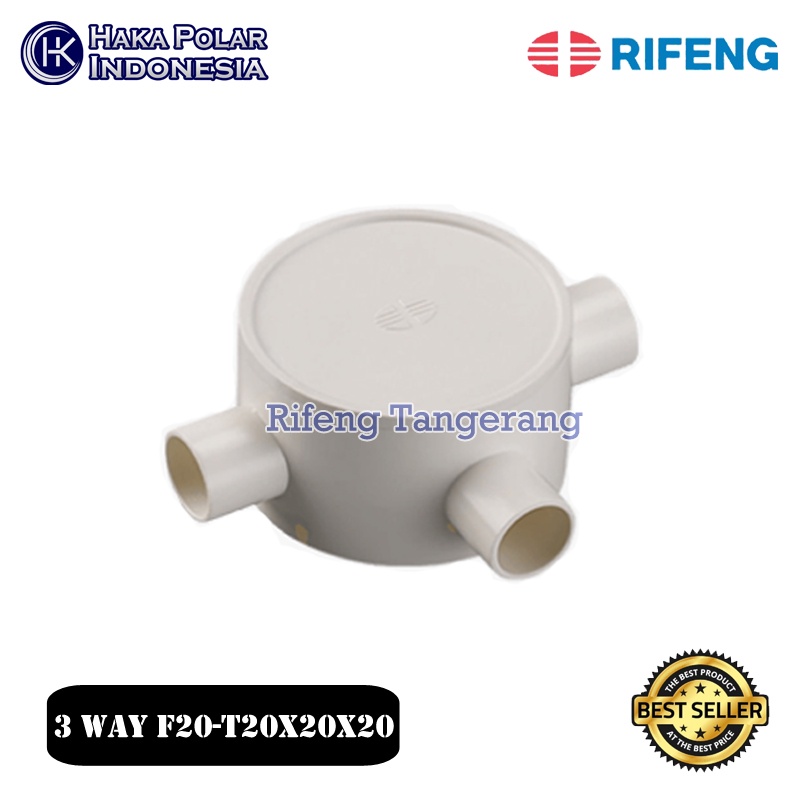 Jual 3 Way Round Junction Box Conduit Rifeng 20mm F20-T20x20x20 ...