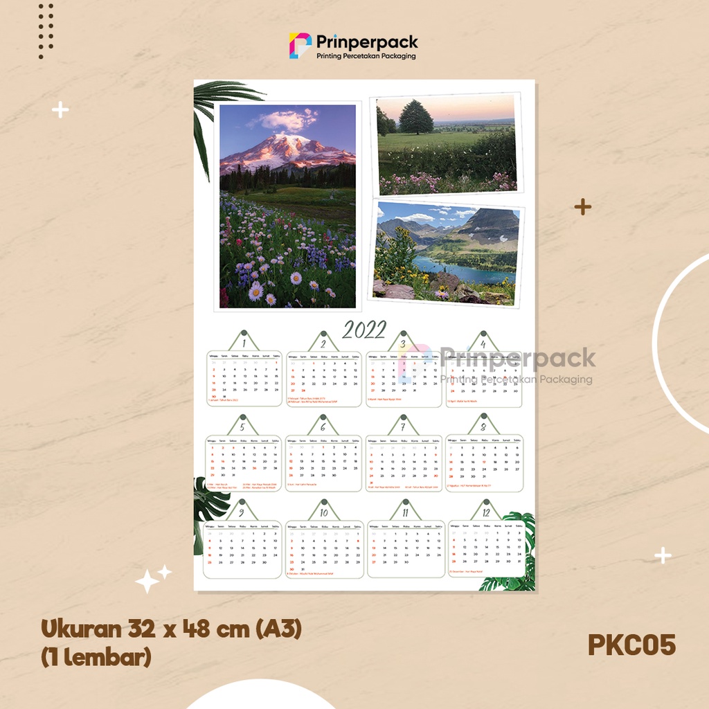 Jual Kalender Dinding 1 Lembar Custom 2022 Cetak Kalender Custom Murah Kalender Free Desain 2661