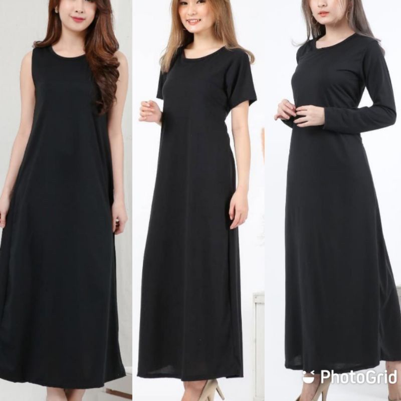 Jual Inner Gamis / Daleman Gamis Hitam Polos Bahan Jersey Premium (COD ...