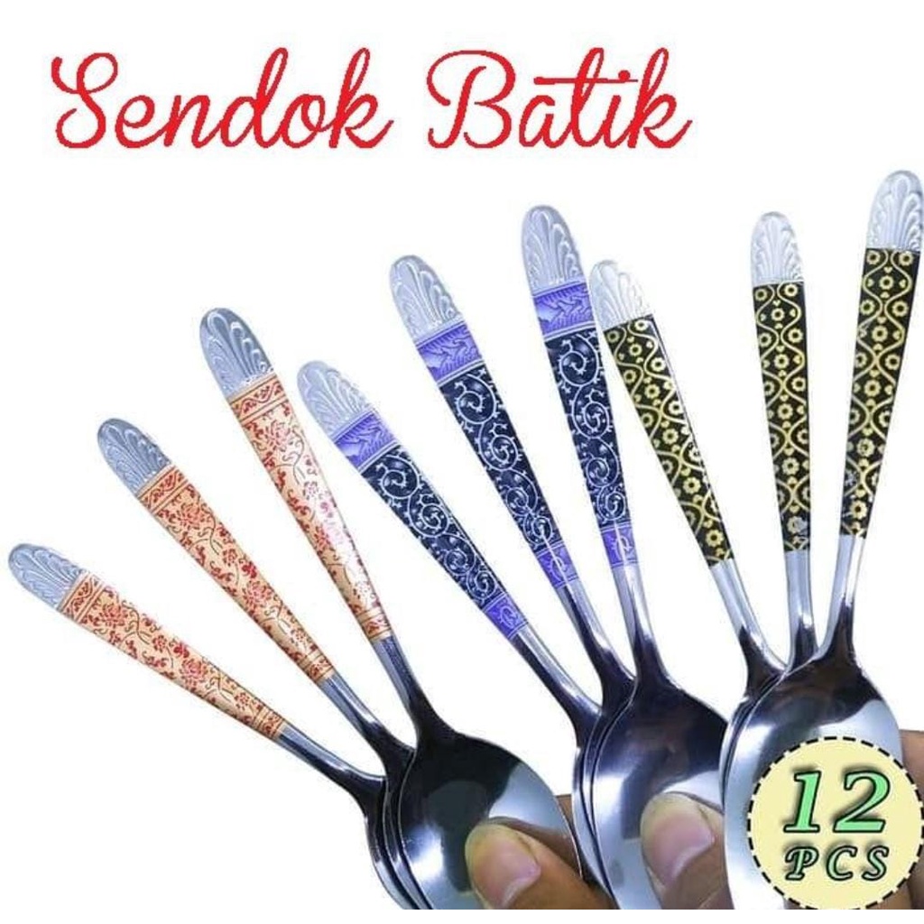 Jual Lusin Sendok Makan Stainless Steel Motif Batik Shopee Indonesia