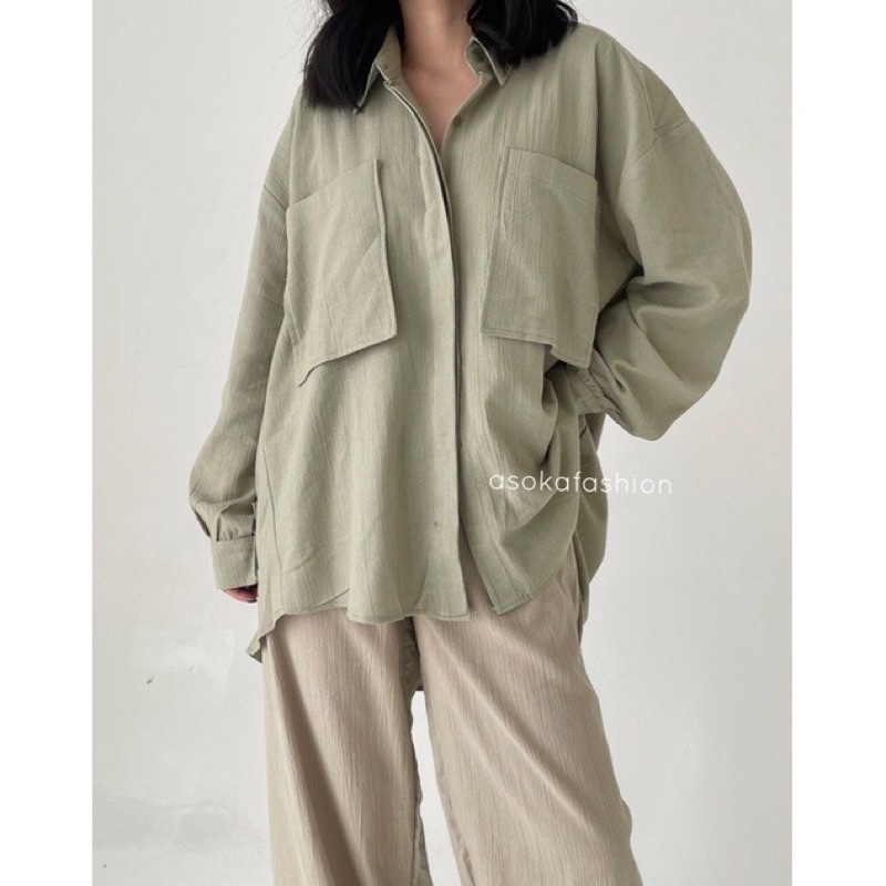 Kadaka T-0485 Kemeja Oversized Linen Premium Wanita main image 1