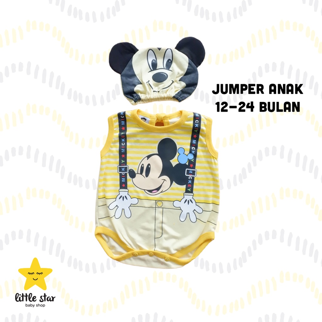 Oyuki Setelan Jumper Topi Anak Bayi Cewek Cowok Hansop Mickey Mouse Disney