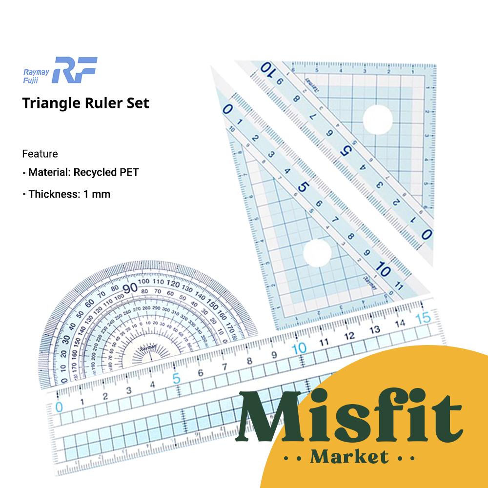 Jual Raymay Basic Ruler Set Grid Penggaris 15 18 30 cm Busur Protractor ...