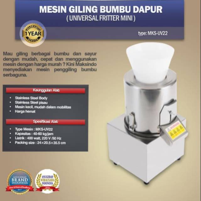 Jual Mesin Giling Bumbu Dapur Universal Fritter Mini Mks Uv22