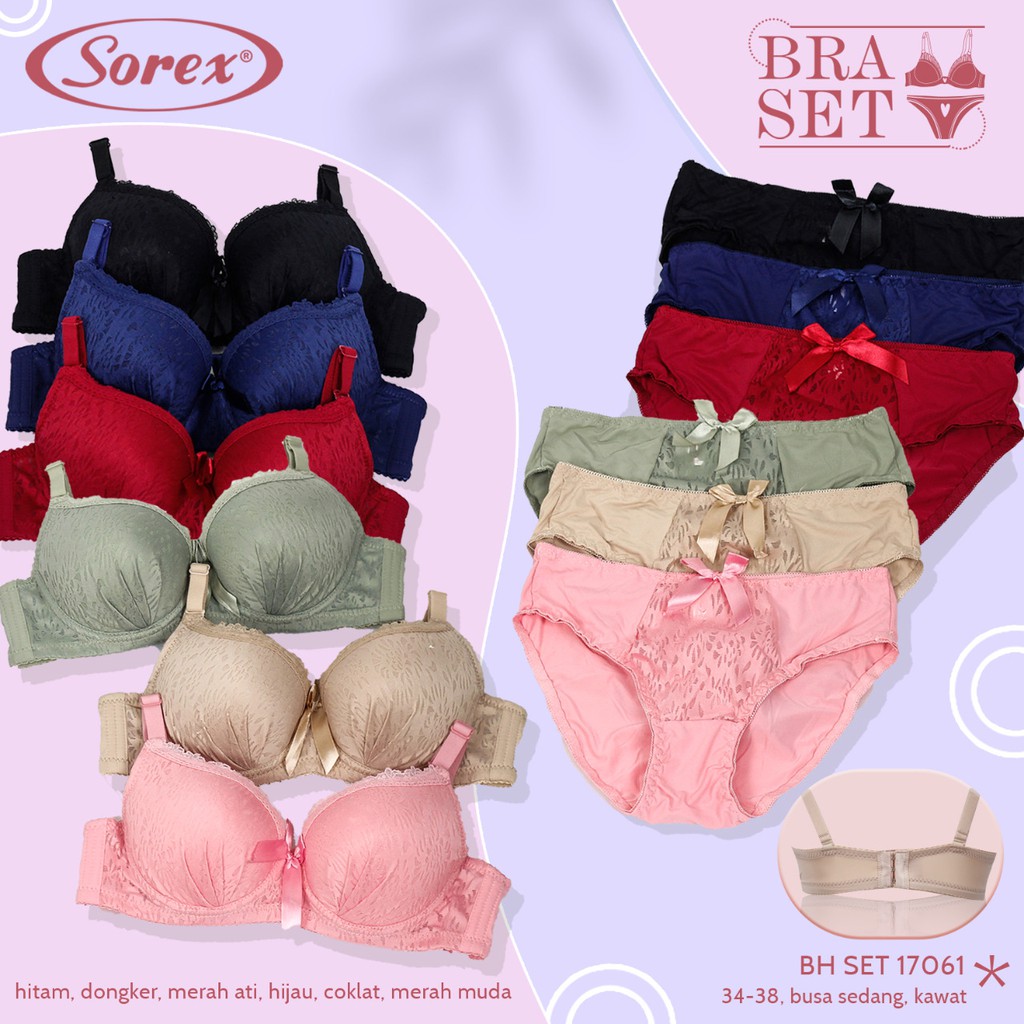 (Set Bra) Bh Bra Set Sorex 17061 (Cup Sedang) Tekstur Motif | Bra Satu Set  Busa Pakai Kawat |pd