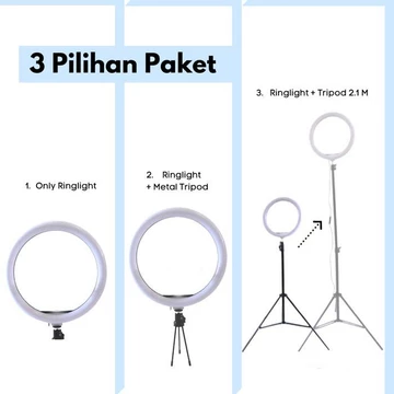 IMPODIO Ringlight Diameter 30 Cm 3 Warna Dimmable Lampu Bulat Super Terang