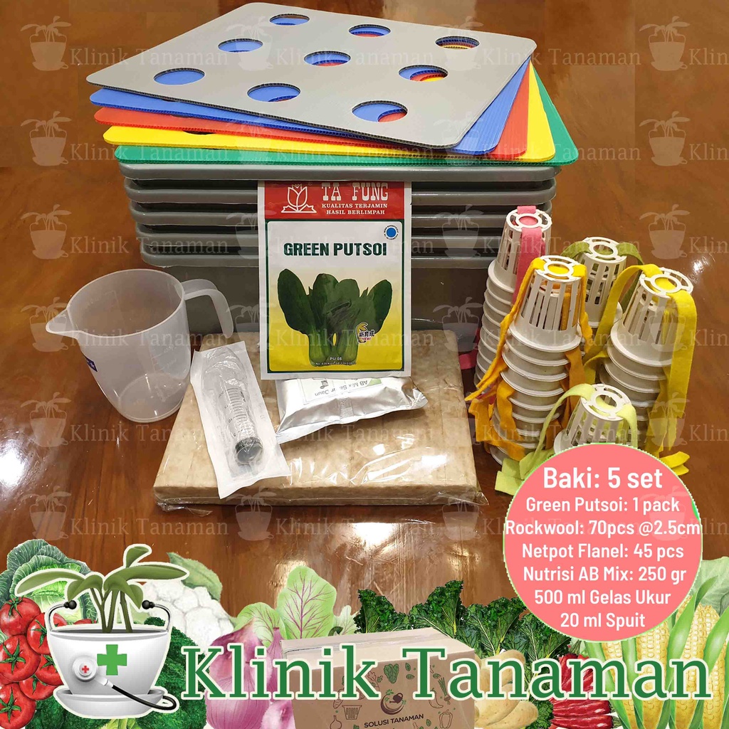 Jual Paket Hidroponik Set 5 Set Sistem Sumbu Wick System 9 Lubang