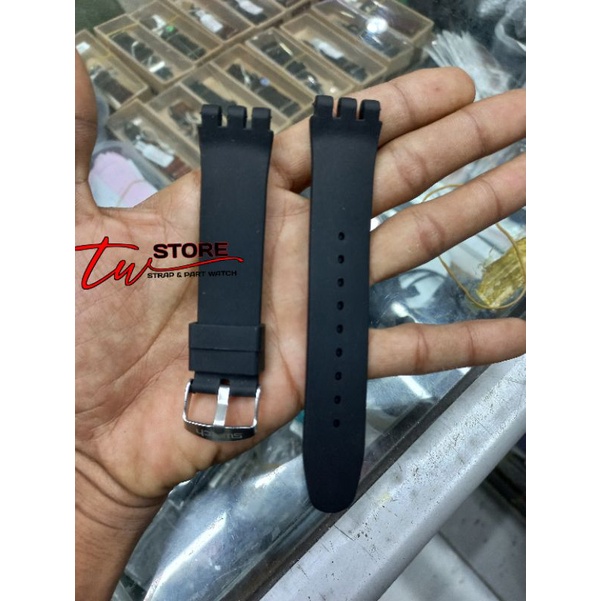 Jual Tali Jam Swatch Rubber Tali Jam Tangan Swatch Karet Hitam Mm