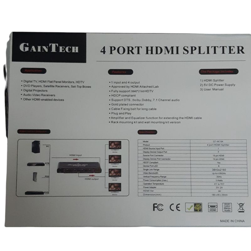 Jual HDMI SPLITER 4 PORT GAINTECH | Shopee Indonesia