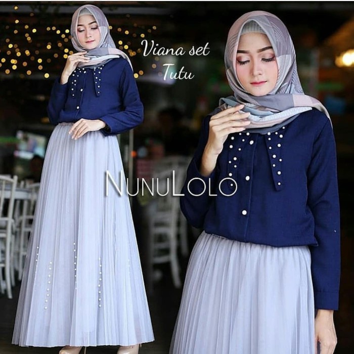 Jual COD Viana Set Setelan Rok Tutu Stelan Baju Muslim