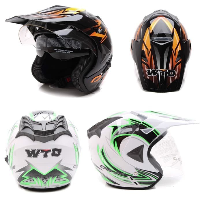 Jual helm wto cross pro sight half face double visor not kyt kbc zeus