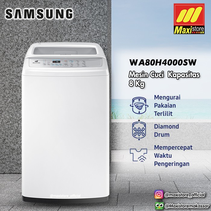 Jual Mesin Cuci Samsung 1 Tabung 8 Kg WA80H4000SW Garansi Resmi ...