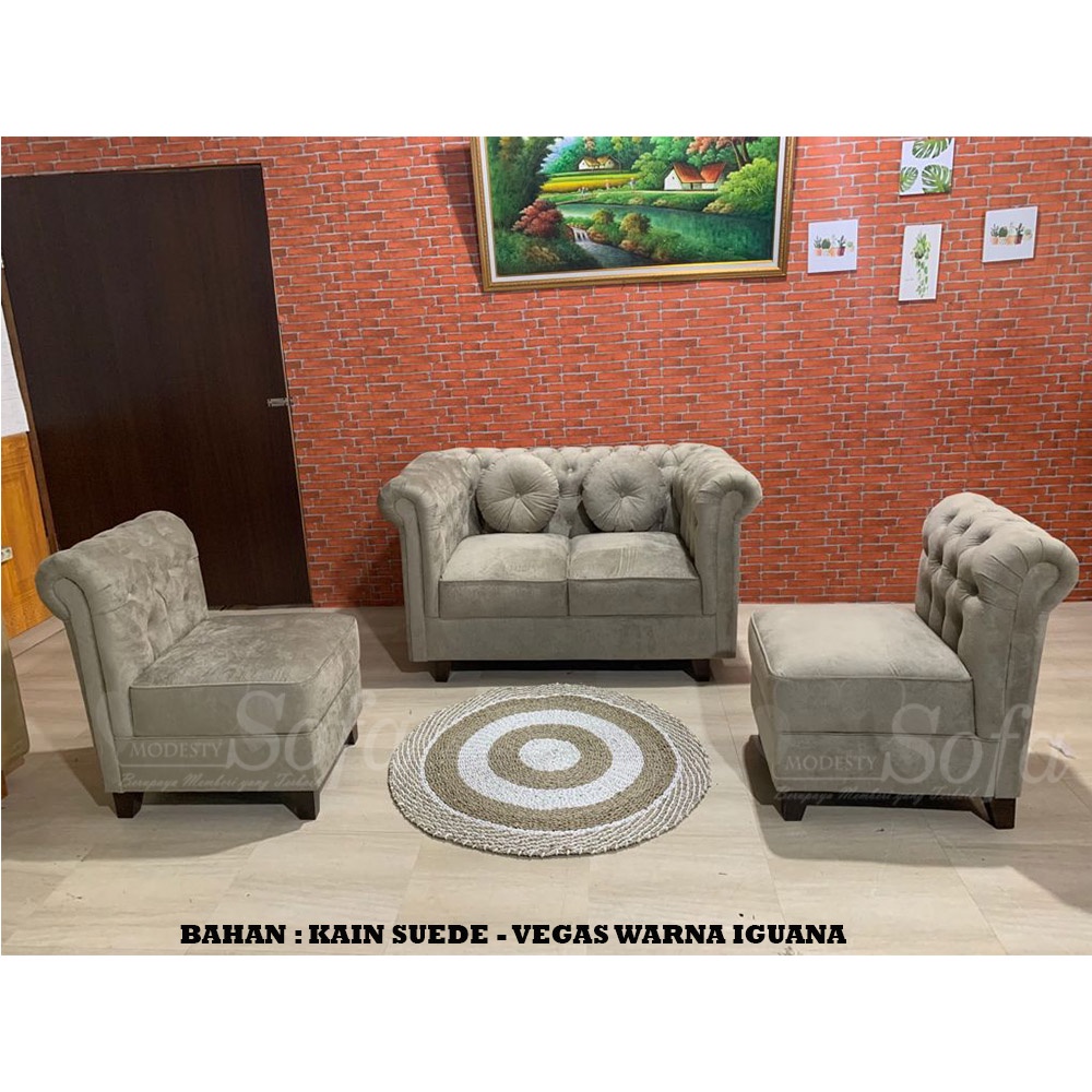 Jual Sofa Ruang Tamu Modesty 211 Seater Chesterfield Mini Tanpa