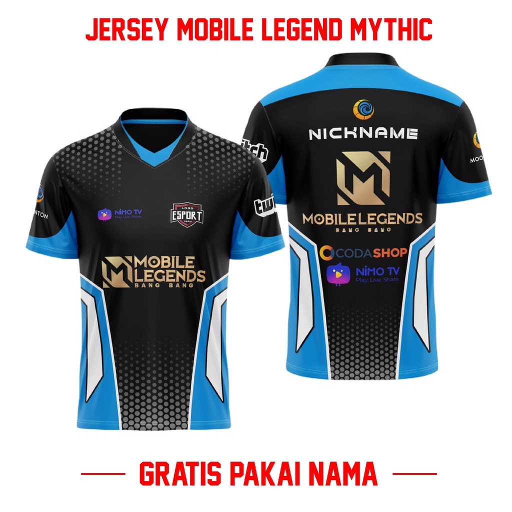 TERPOPULER JERSEY GAMING MOBILE LEGEND MYTHIC TERBARU ML AOV FREE  NAMA