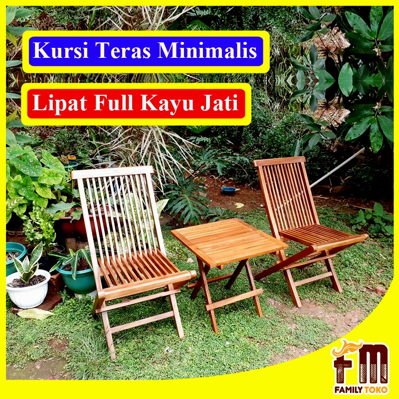 Jual Meja Dan Kursi Teras Minimalis Bisa Dilipat Dari Kayu Jati Shopee Indonesia