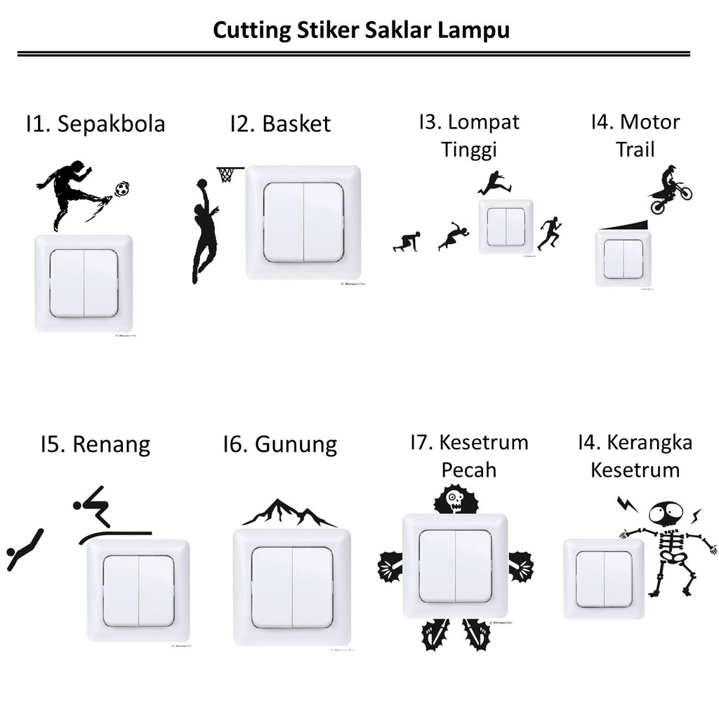 Jual Stiker Cutting Saklar Tombol Lampu Motif Olahraga Lucu Unik