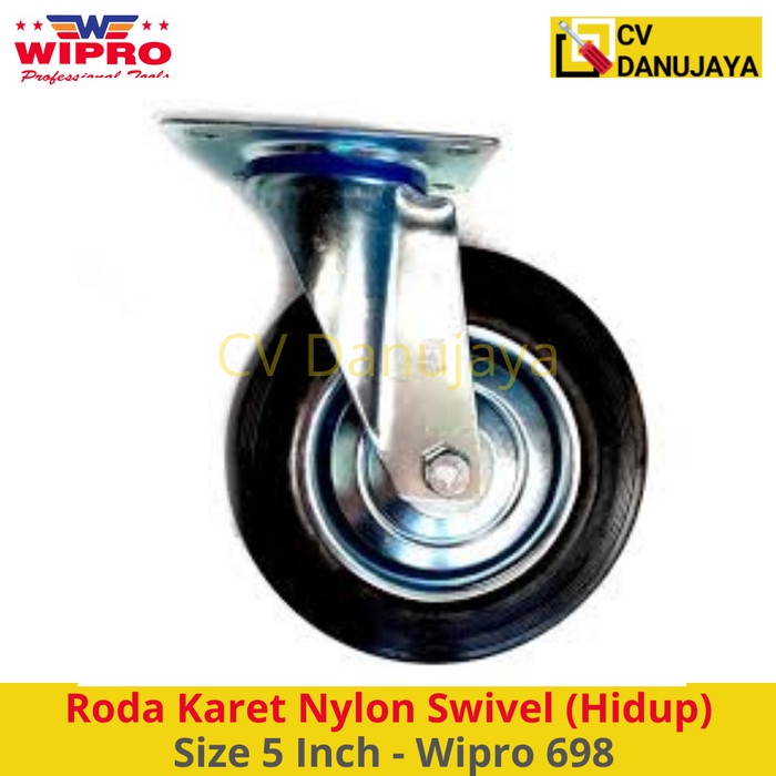 Jual Roda Karet Trolley Troli Nylon Swivel (Hidup) Size 5