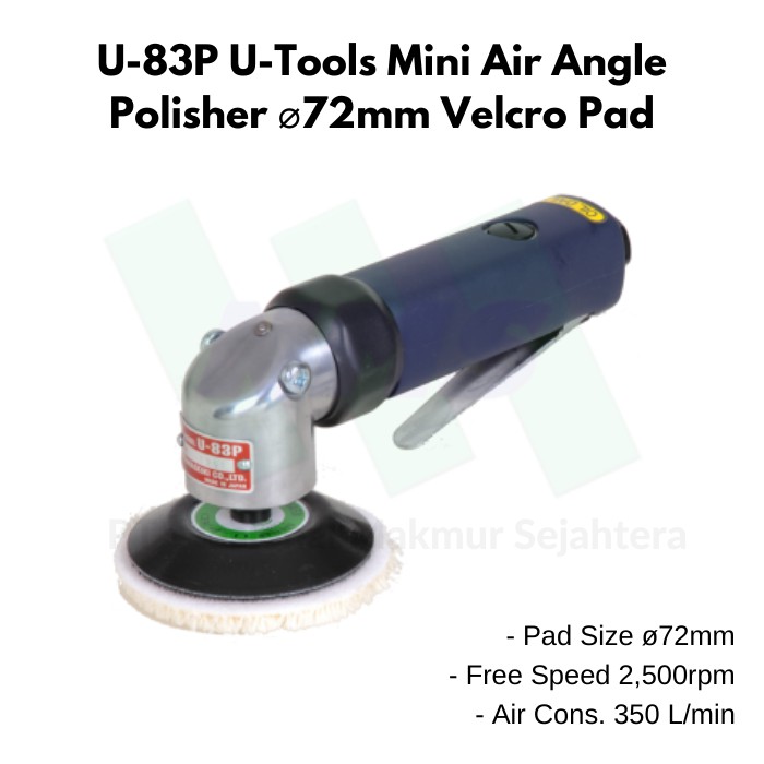 Jual Mesin Poles Angin Air Angle Polisher Mini ⌀72mm Velcro Pad U-83P U ...