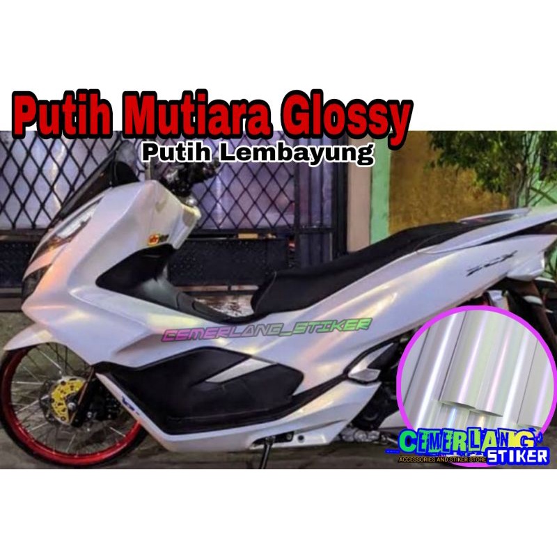 Jual Sticker Skotlet Motor Putih Mutiara Skotlet Putih Lembayung Stiker Motor Putih Mutiara