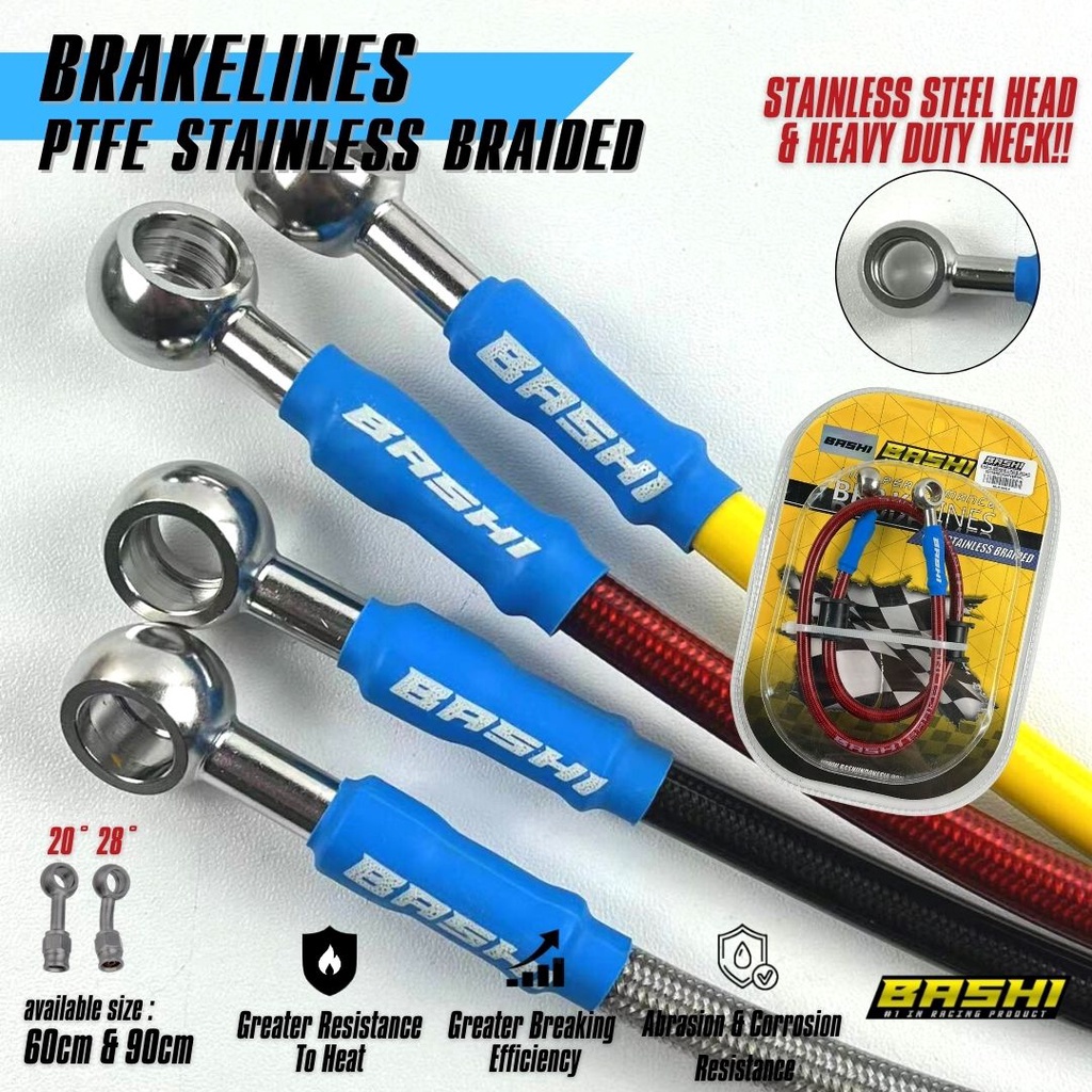 Jual SELANG REM BASHI BRAKELINES STAINLESS STEEL PTFE CARBON 60-90 cm ...