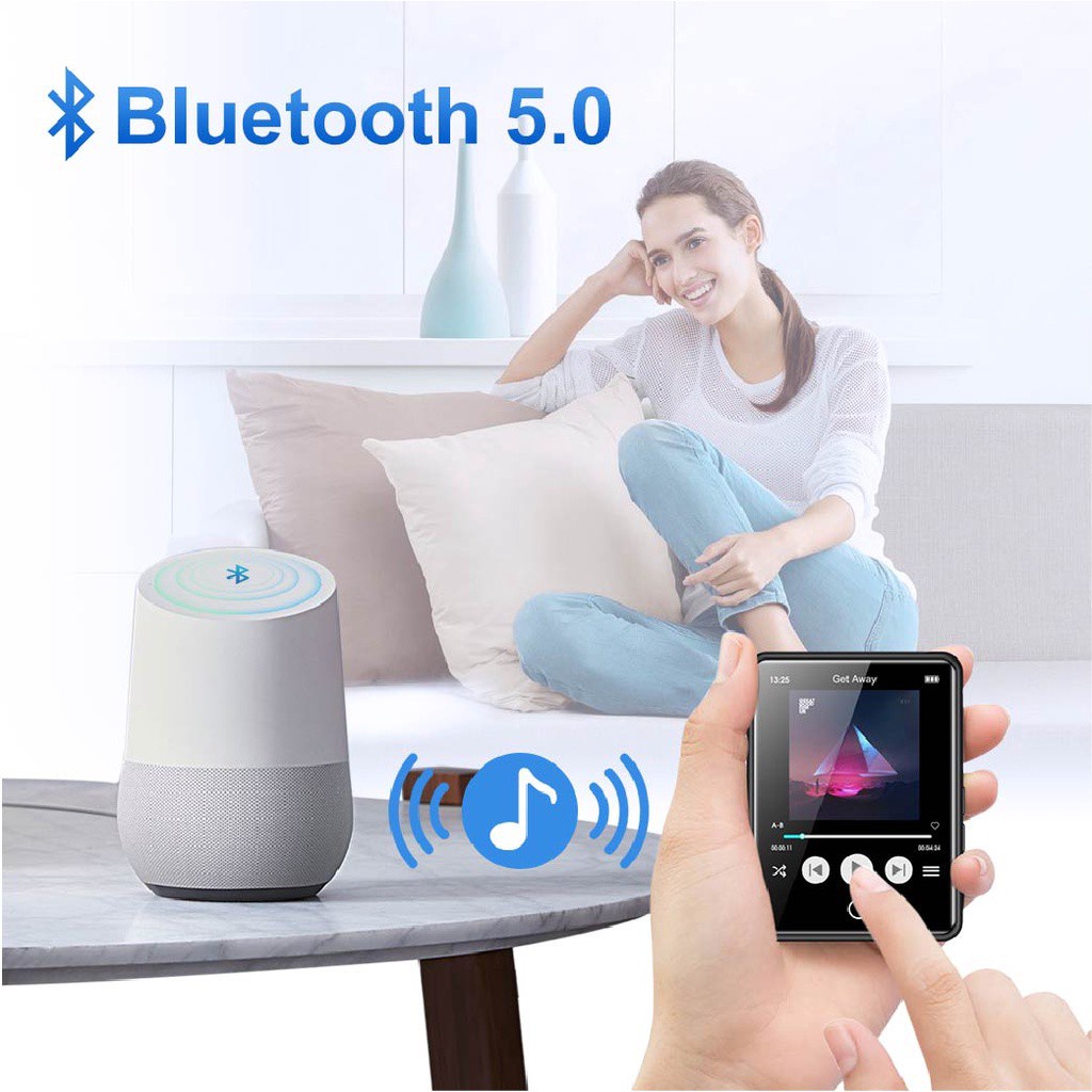 Fohil MP3 Player With Bluetooth, 64GB 2.4 Inch Touch Screen Portable MP3 Player, Music Player With FM Radio, EBook, Recorder, Supports Multiple Audio Formats,TF Card